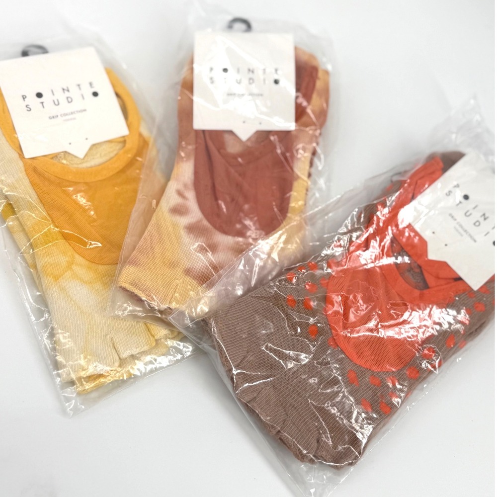 Pointe Studio Grip Collection Toeless Yoga Pilates Socks Bundle 3 Pairs M/L